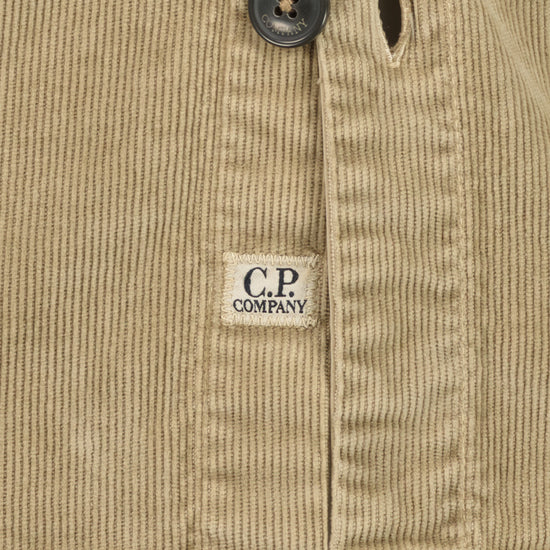 C.P. Company | Stretch Corduroy Lens Overshirt - Silver Mink