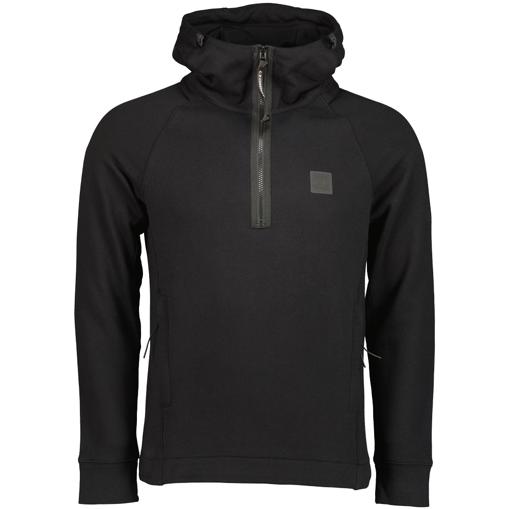 C.P. Company | Quarter Zip Patch Logo Hoodie - Black