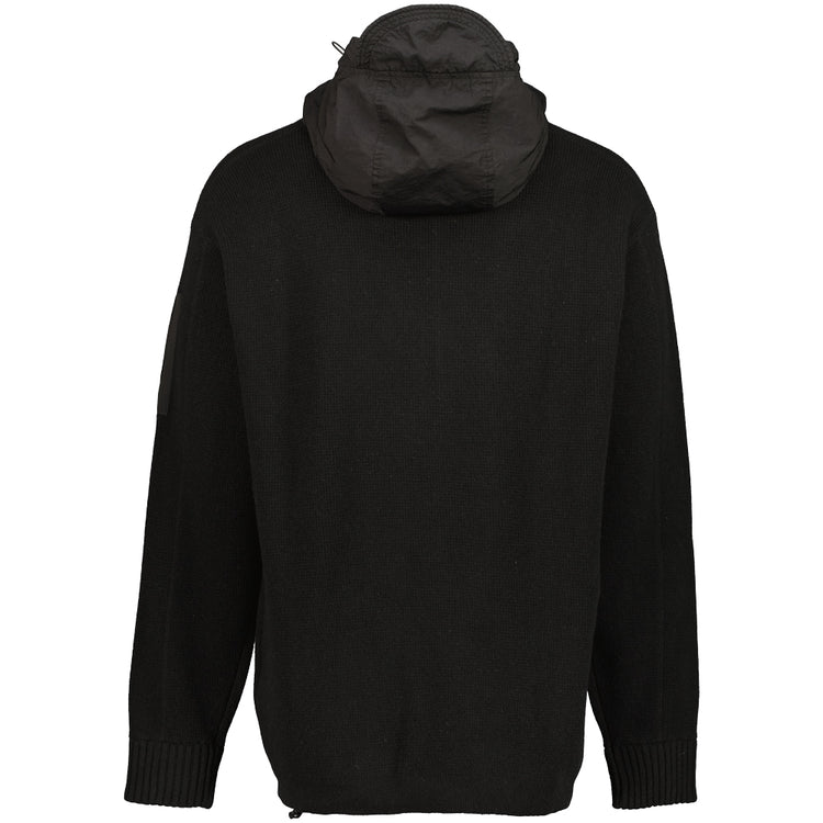 Lambswool Mixed Quarter Zip Hooded Lens Knit