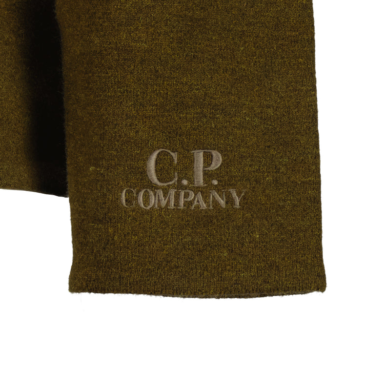 Double Crewneck Embroidered Cuff Logo Knit