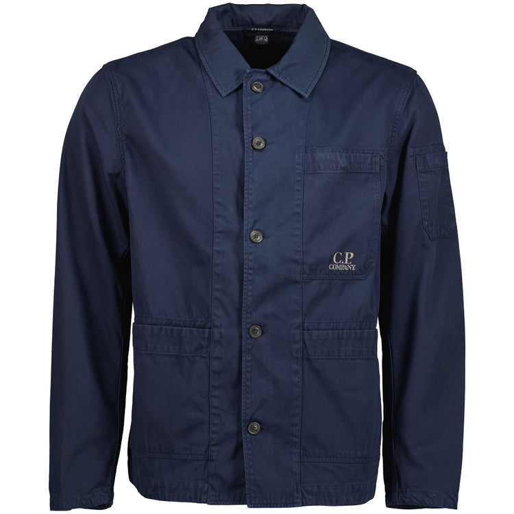 Military Twill Embroidered Logo Overshirt