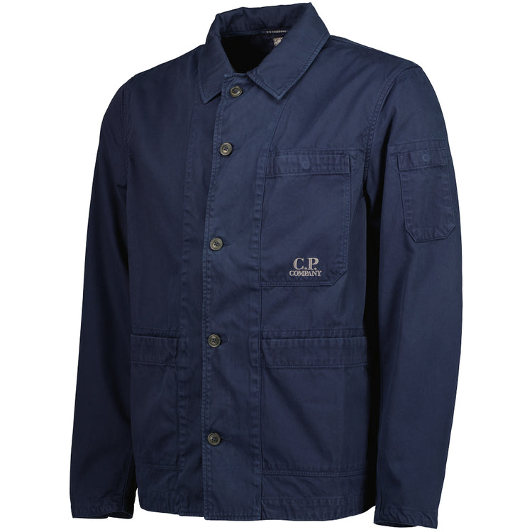 Military Twill Embroidered Logo Overshirt