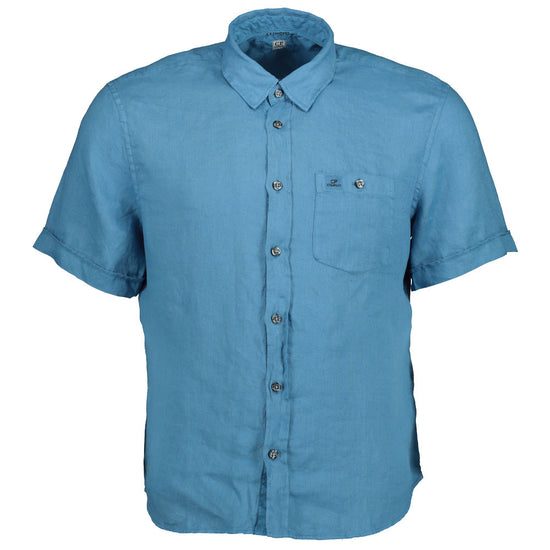 C.P. Company | Short Sleeve Linen Shirt - Blue