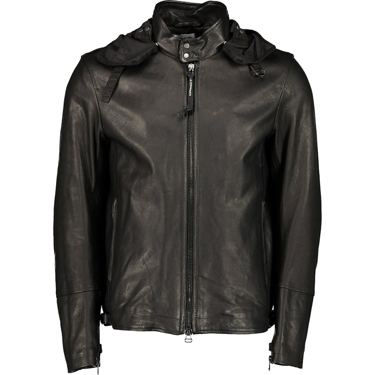 C.P. Company | Leather Goggle Jacket - Black